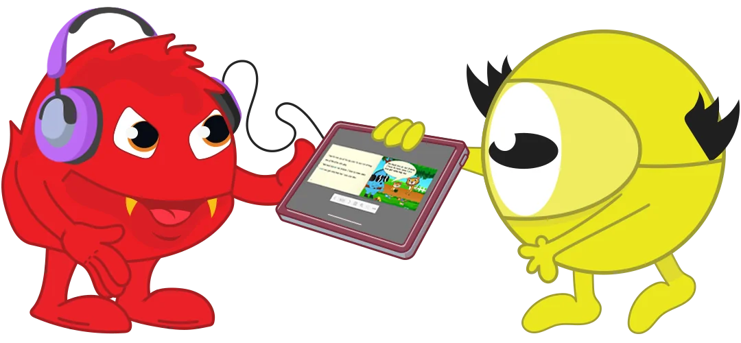 Angry Red A and Yellow I reading together 