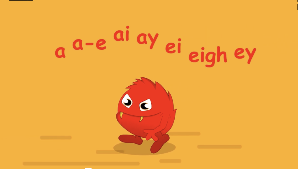 The Monster Phonics approach thumbnail for the video showing Angry red a and his graphemes